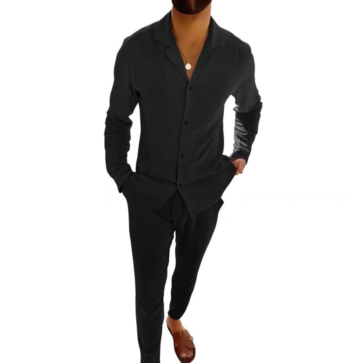 W&W Mode | Lässiger Herrenanzug Mit Langarmhemd Und Slim Fit Hose