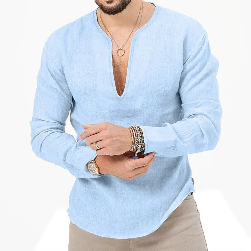 W&W Mode | Herren Leinen Langarmhemd