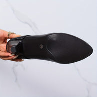 WW | Schwarze Spitze Damenschuhe Mit Bequemen Mittelabsätzen