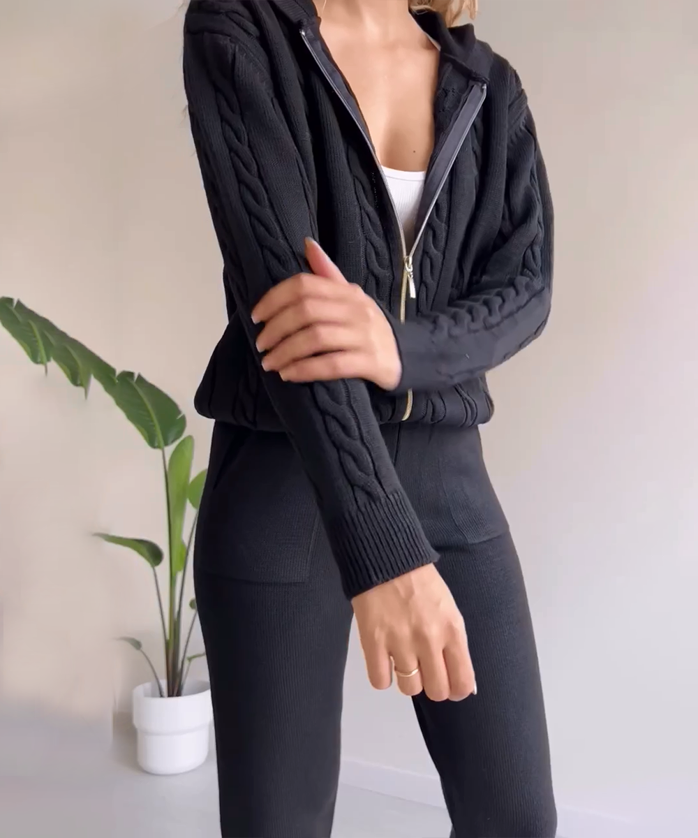 Anja™ - 2-teiliges Set mit Strickjacke und lässigem Jacquard-Pullover