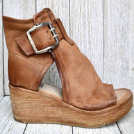 WW | Offene High Top Sandalen Mit Keilabsatz Und Schnalle Für Damen