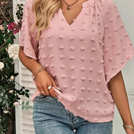 WW | Elegante und Stilvolle Oberteil mit V-Ausschnitt Schweizer Punkte