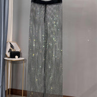WW | Rhinestone Gerade Netz Weite Bein Slim Fit Schmeichelnde Mop Hosen