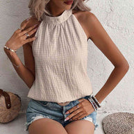 WW | Neckholder-Top mit Punktedetail