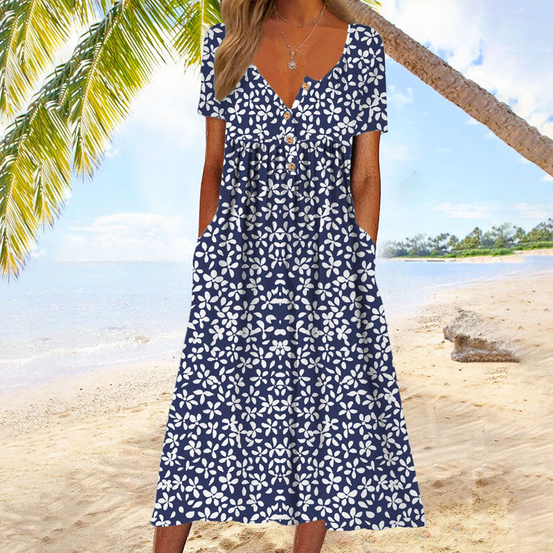WW Kleid | Lustiges langes Strandkleid mit Blumenmuster