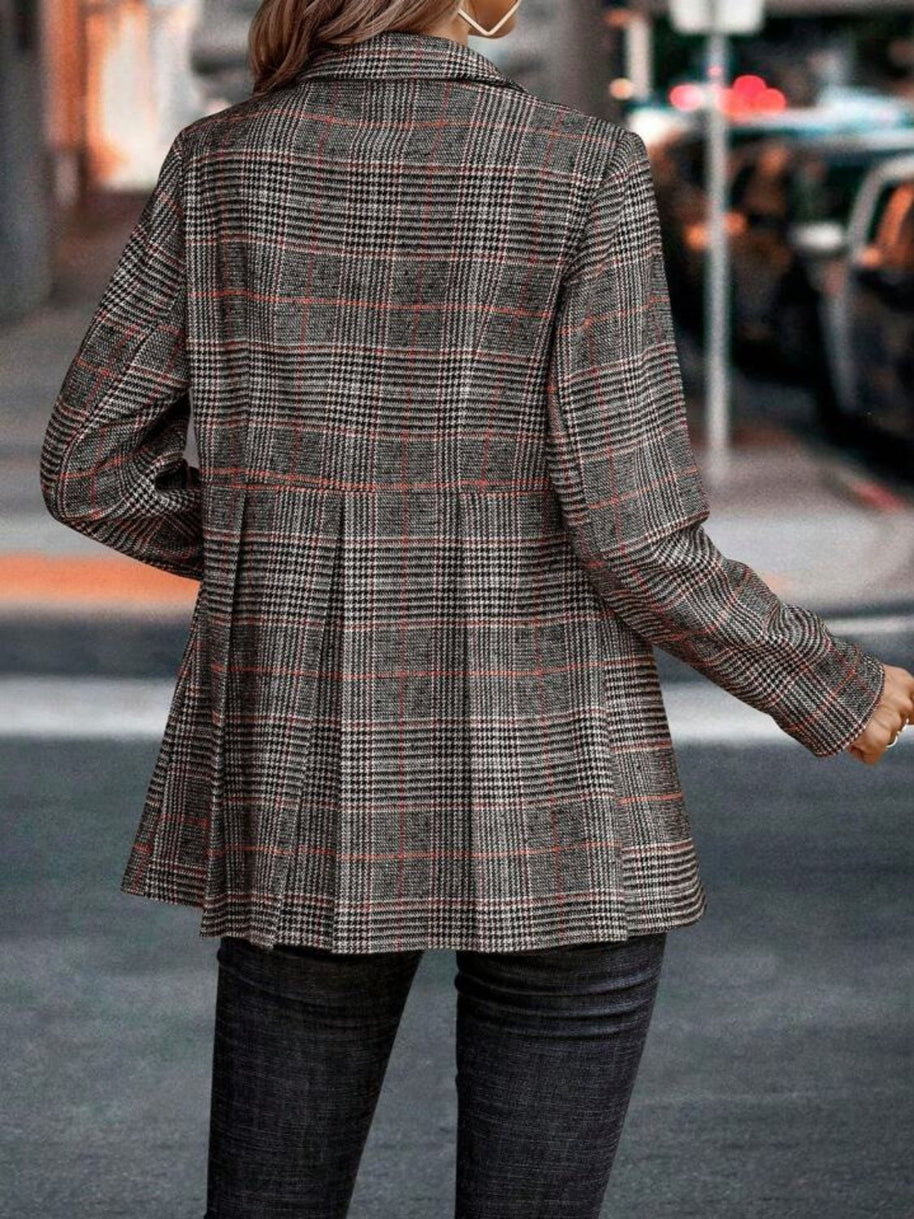 WW | Stilvolle Herbst Klassische Karierte Knopf-Blazer Für Frauen