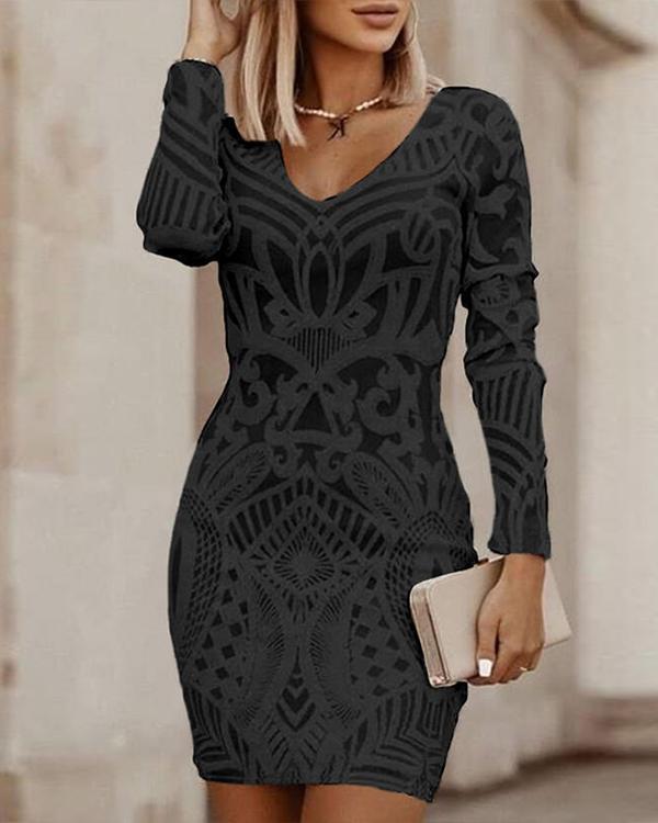 Damen Bodycon-Kleid mit V-Ausschnitt