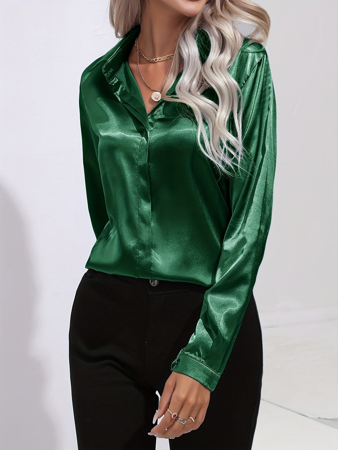 W&W Mode | Schicke Herbst Elegante Satin Bluse für Frauen