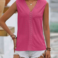 WW | Gespaltene Spitze V-Ausschnitt Ärmelloses Shirt