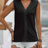 WW | Gespaltene Spitze V-Ausschnitt Ärmelloses Shirt