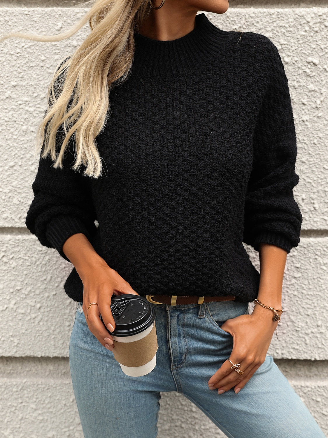 WW | Langarm-Mock-Neck-Pullover Für Frauen