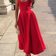 WW | Rotes Enges Midikleid Mit Trägern