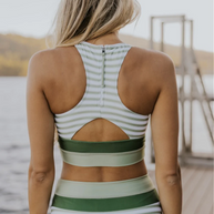 WW | Gestreiftes Reißverschluss-Rücken Schick Bikini Set