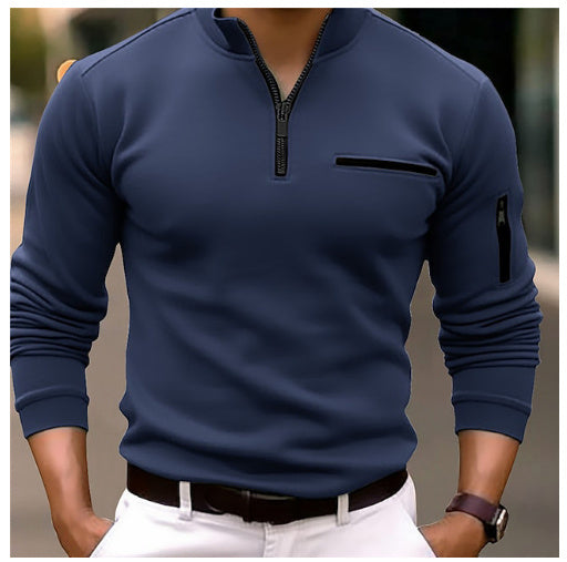 WW | Sport Poloshirt Mit Stehkragen Und Reißverschluss, Langärmlig, Einfarbig