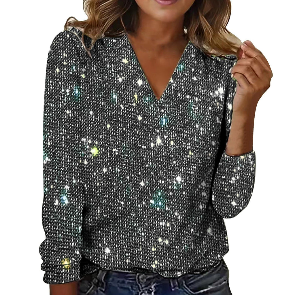 WW | Langärmliges T-Shirt Mit Pailletten in Einfarbig