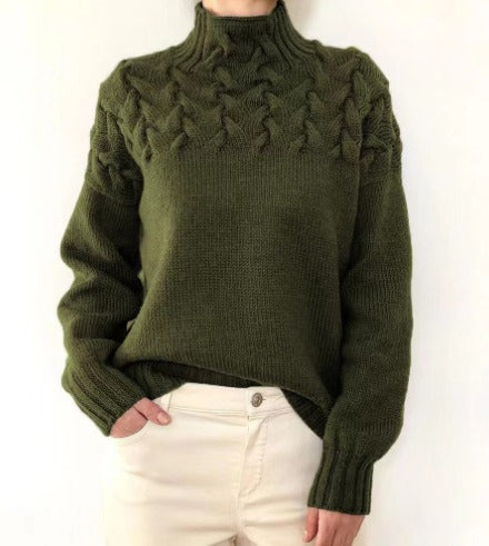 Eleganter Pullover aus Zopfstrick