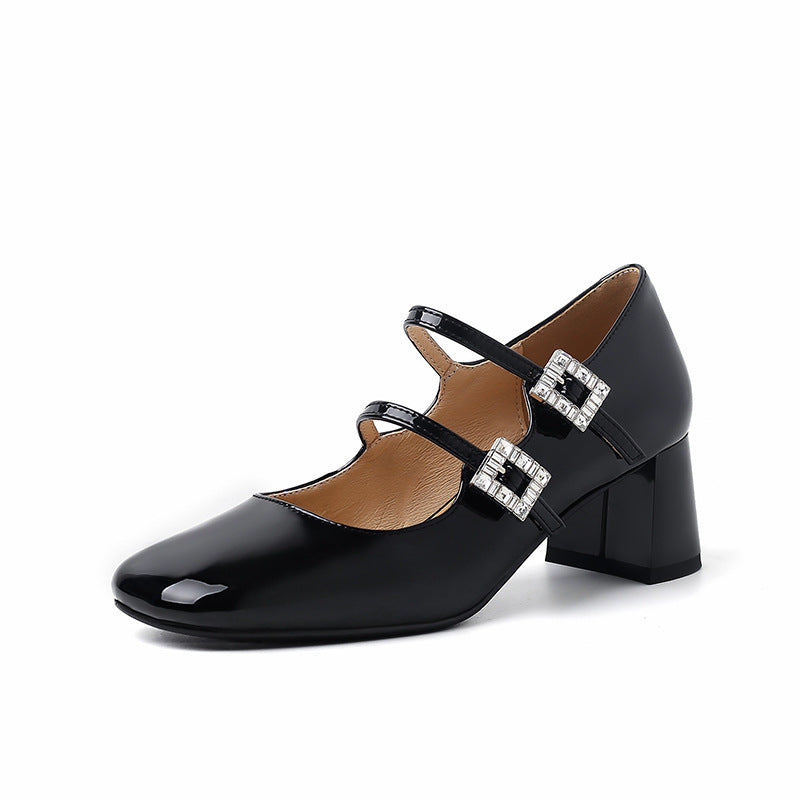 WW | Rund Kopf Chunky Absatz Niedrig Schnitt Bequeme Pumps