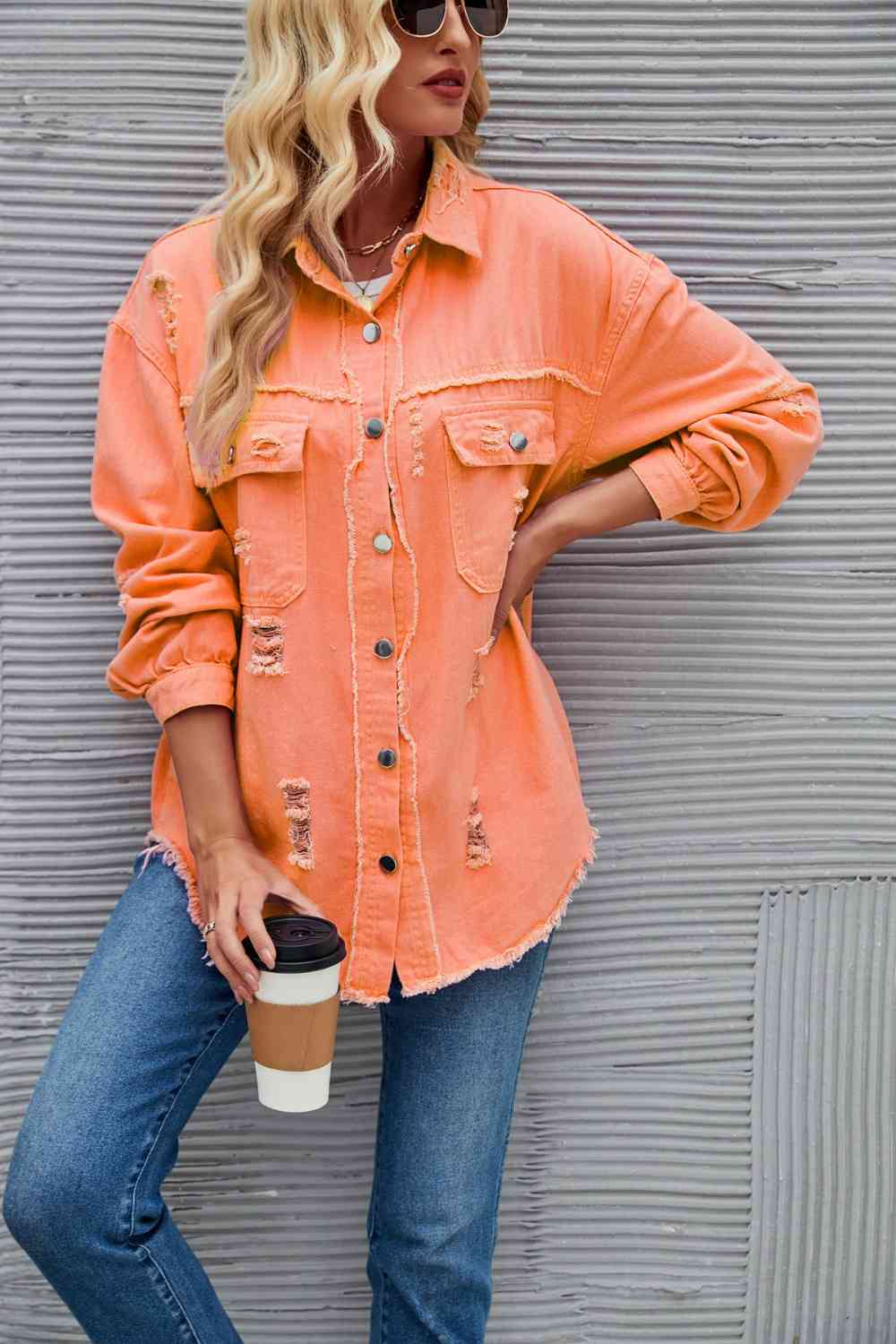 WW | Zerrissene Rohsaum-Denimjacke