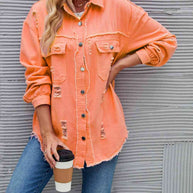 WW | Zerrissene Rohsaum-Denimjacke