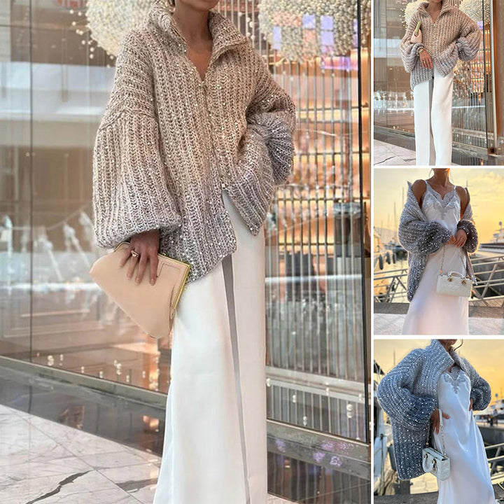 W&W Mode | Strickjacke mit Glitzerpailletten