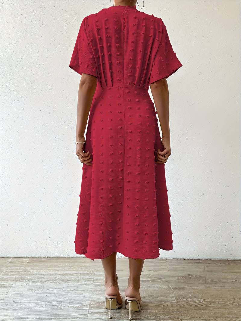 WW | Swiss Dot Rüsch Midi Kleid