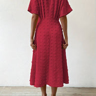 WW | Swiss Dot Rüsch Midi Kleid