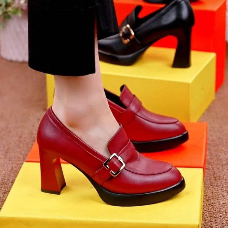 WW | Modische Damen Schuhe Mit Dicker Sohle Und Tiefem Ausschnitt