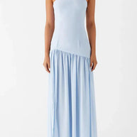 WW | Eden Patchwork Semi-Transparent Chiffon Strapless Maxi-Kleid