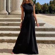 WW | Elegantes Langkleid mit Langen Ärmeln, Revers und Unifarbenem V-Ausschnitt für Damen