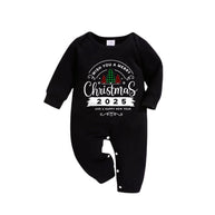 WW | Weihnachtsfamilien-Pyjamas passend - Schwarzes Oberteil und grüne karierte Hose Pjs Set mit 