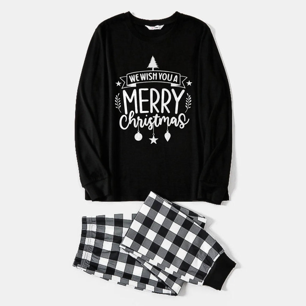 WW | Schwarz-weiß kariertes Weihnachts-Pyjama-Set mit 