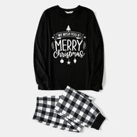 WW | Schwarz-weiß kariertes Weihnachts-Pyjama-Set mit 