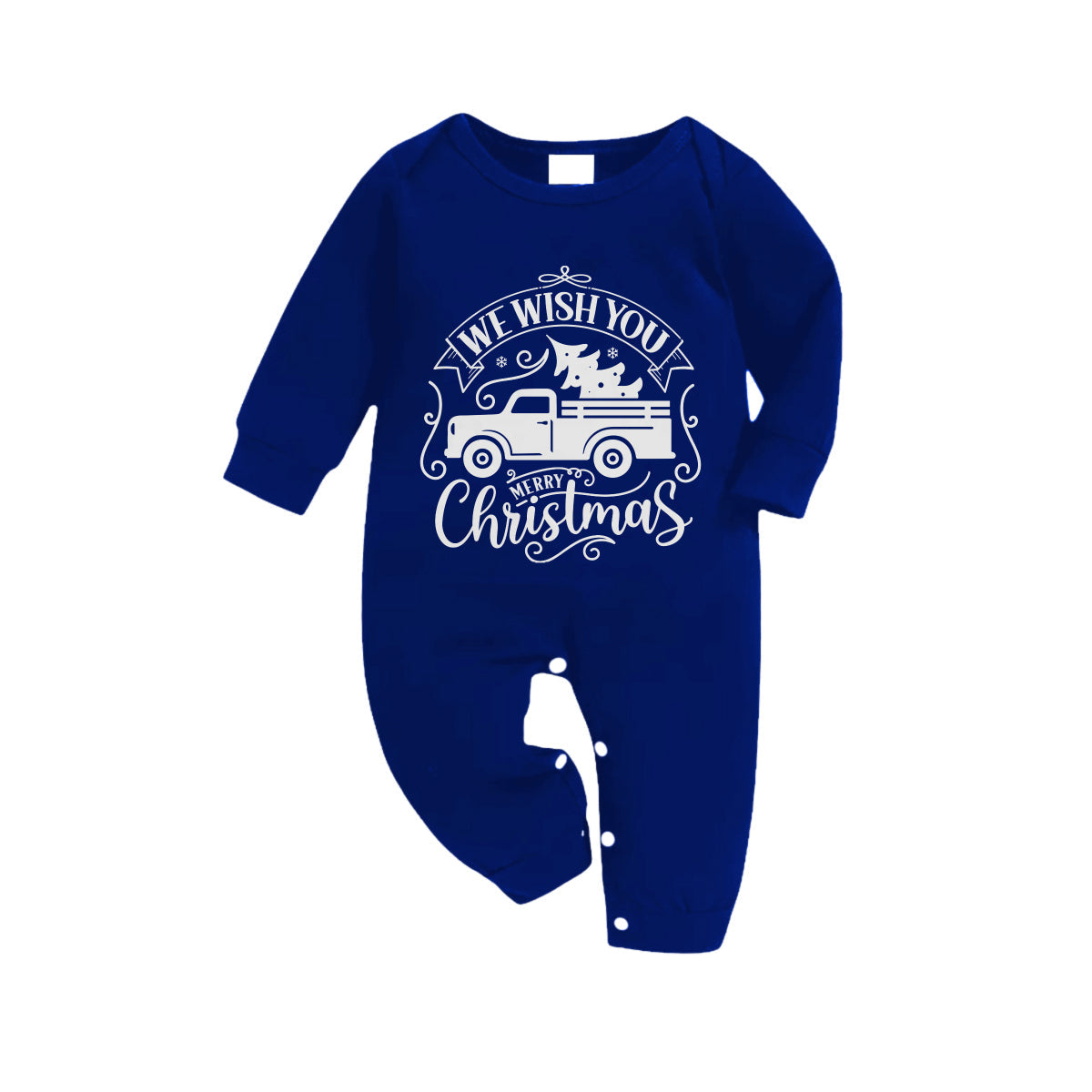 WW | Weihnachtsfamilienpassende Pyjamas - Marineblau & Weißer karierten PJs Set mit Weihnachtsauto und 