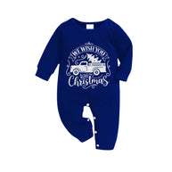 WW | Weihnachtsfamilienpassende Pyjamas - Marineblau & Weißer karierten PJs Set mit Weihnachtsauto und 
