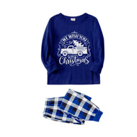 WW | Weihnachtsfamilienpassende Pyjamas - Marineblau & Weißer karierten PJs Set mit Weihnachtsauto und 