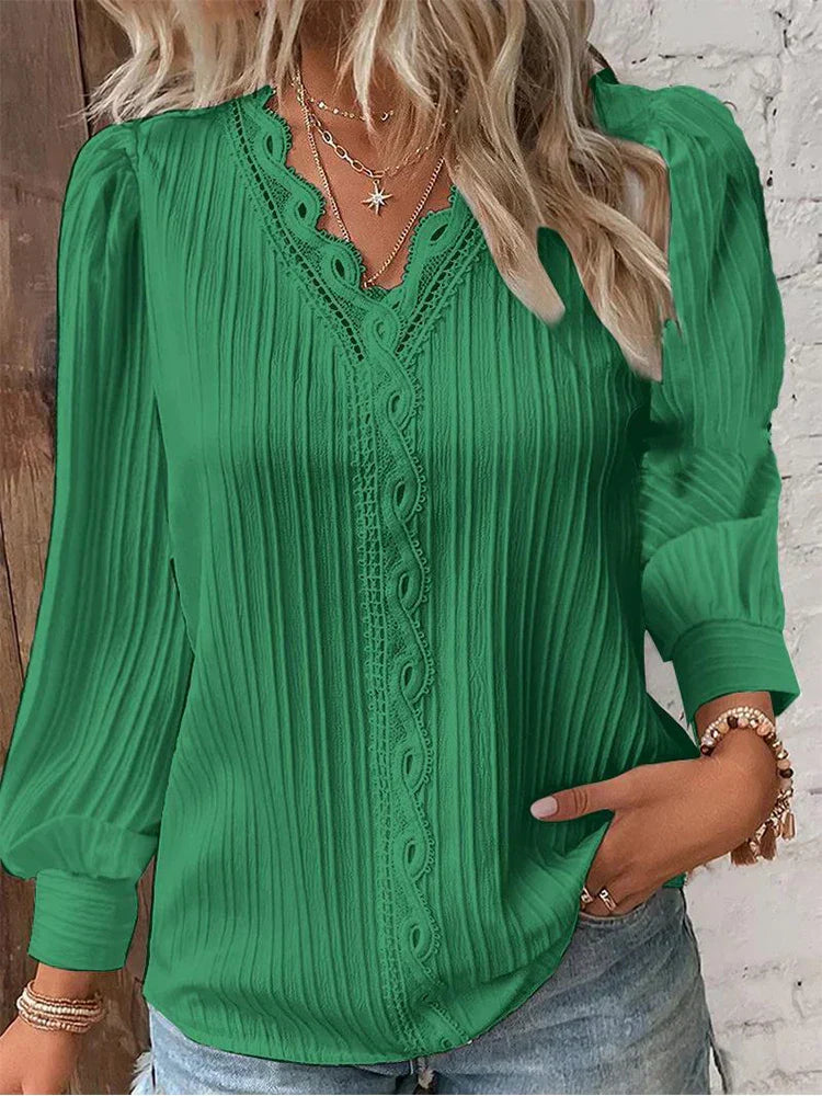 WW | Leichte Bluse mit Spitzen Details