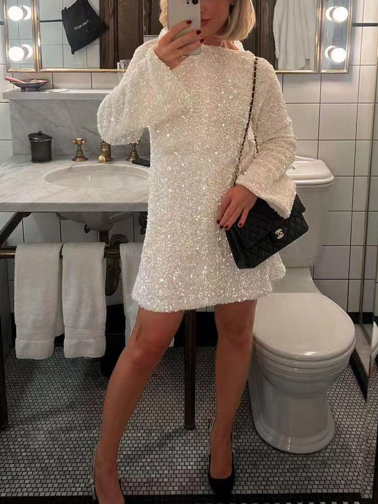 WW Kleid | Elegantes Glitzerkleid mit Schleifenverschluss am Rücken