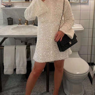 WW Kleid | Elegantes Glitzerkleid mit Schleifenverschluss am Rücken