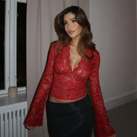 Spitzentop | Elegante Spitze Langarm