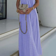 WW | Modern und Raffinierte Maxikleid mit Drapierten Zöpfen In Leinenmischung