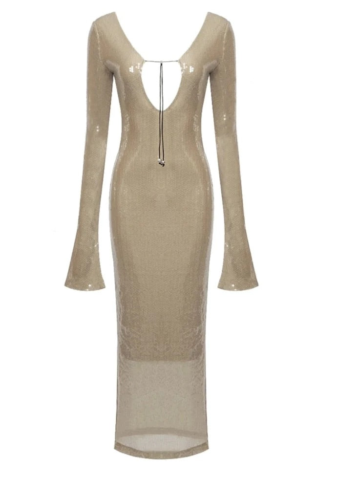 W&W Mode | Maxikleid Mit Pailletten Und Kordelzug Für Frauen