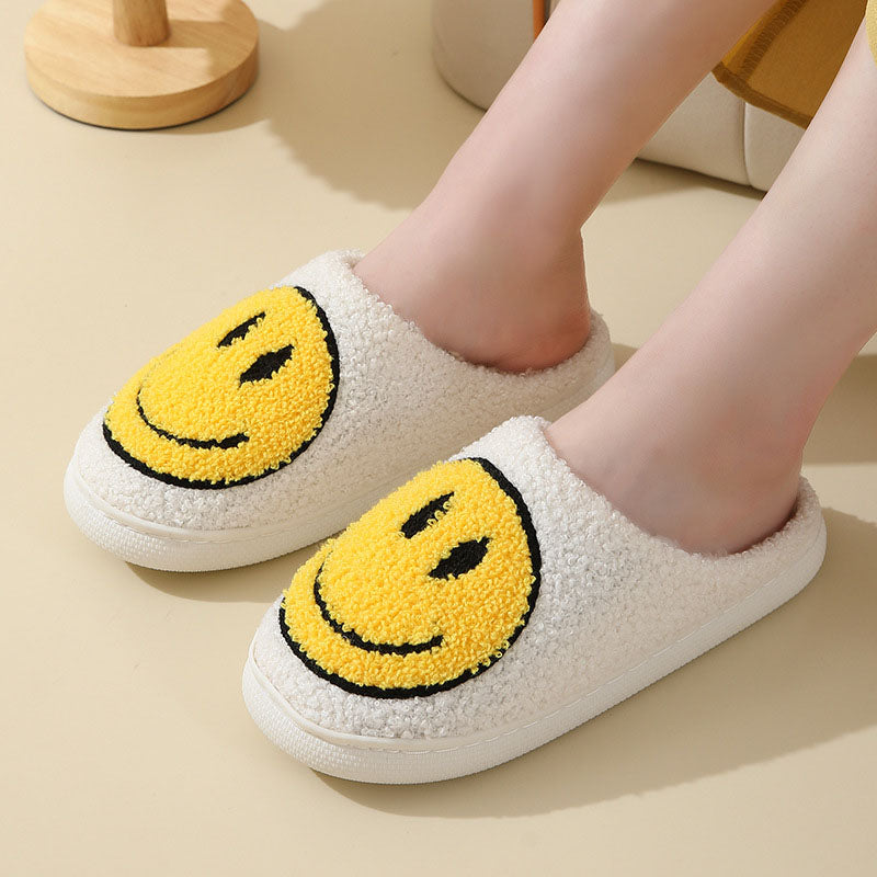 WOLF Großes Smiley-Muster Pelzpantoffel