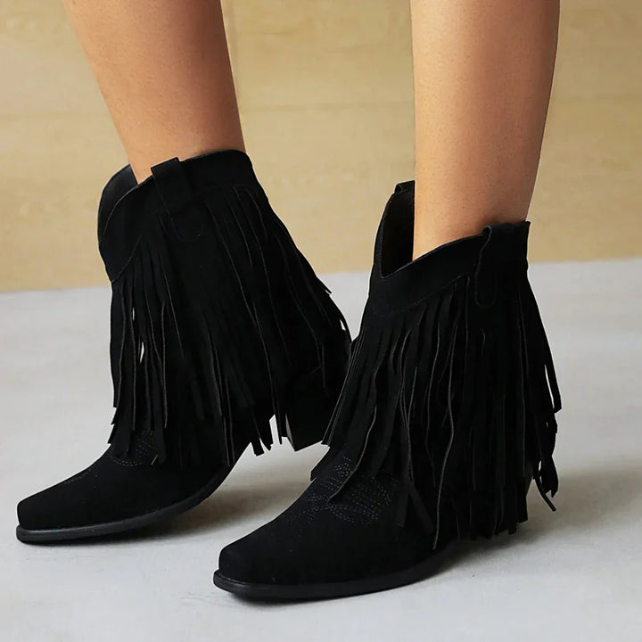 Damen-Cowboy-Stiefeletten mit Fransenquasten