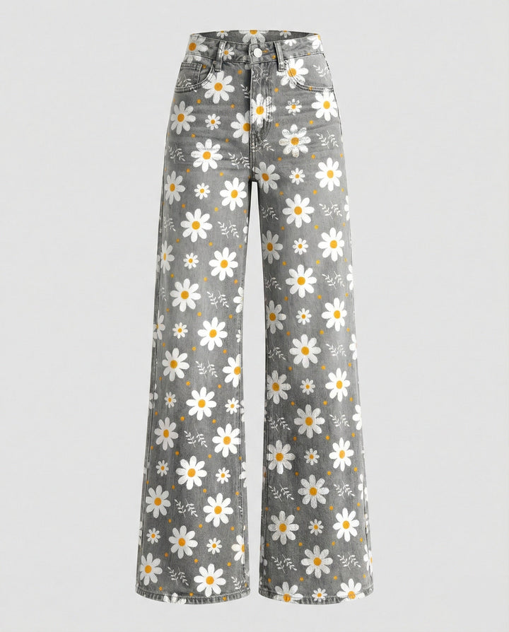 W&W Mode - Modische Jeans, Mit Auffälligem Blumenprint