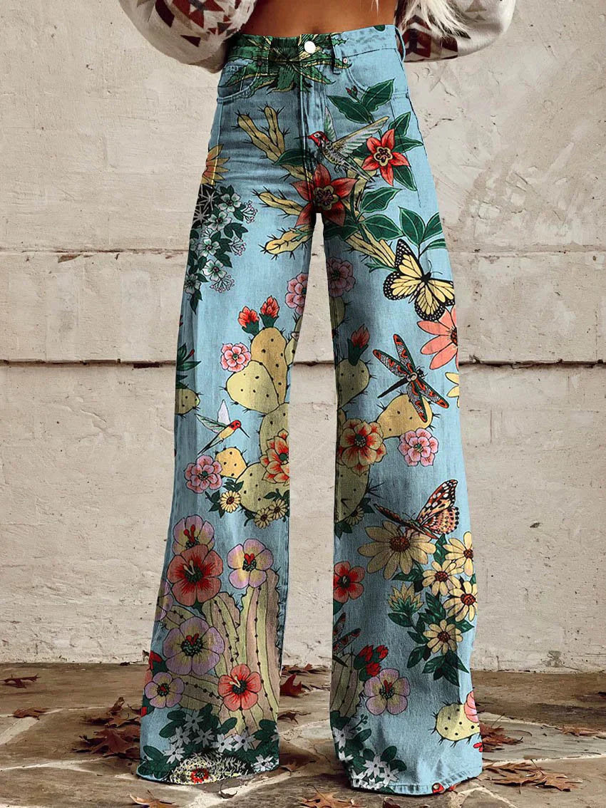 WW | Stylische Jeans mit Blumenmuster