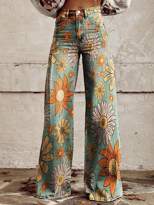 WW | Stylische Jeans mit Blumenmuster