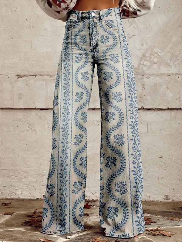 WW | Stylische Jeans mit Blumenmuster