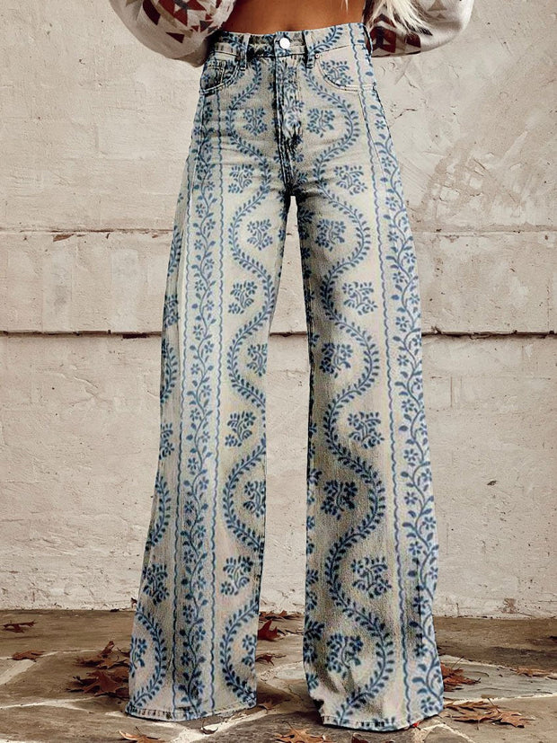 WW | Stylische Jeans mit Blumenmuster