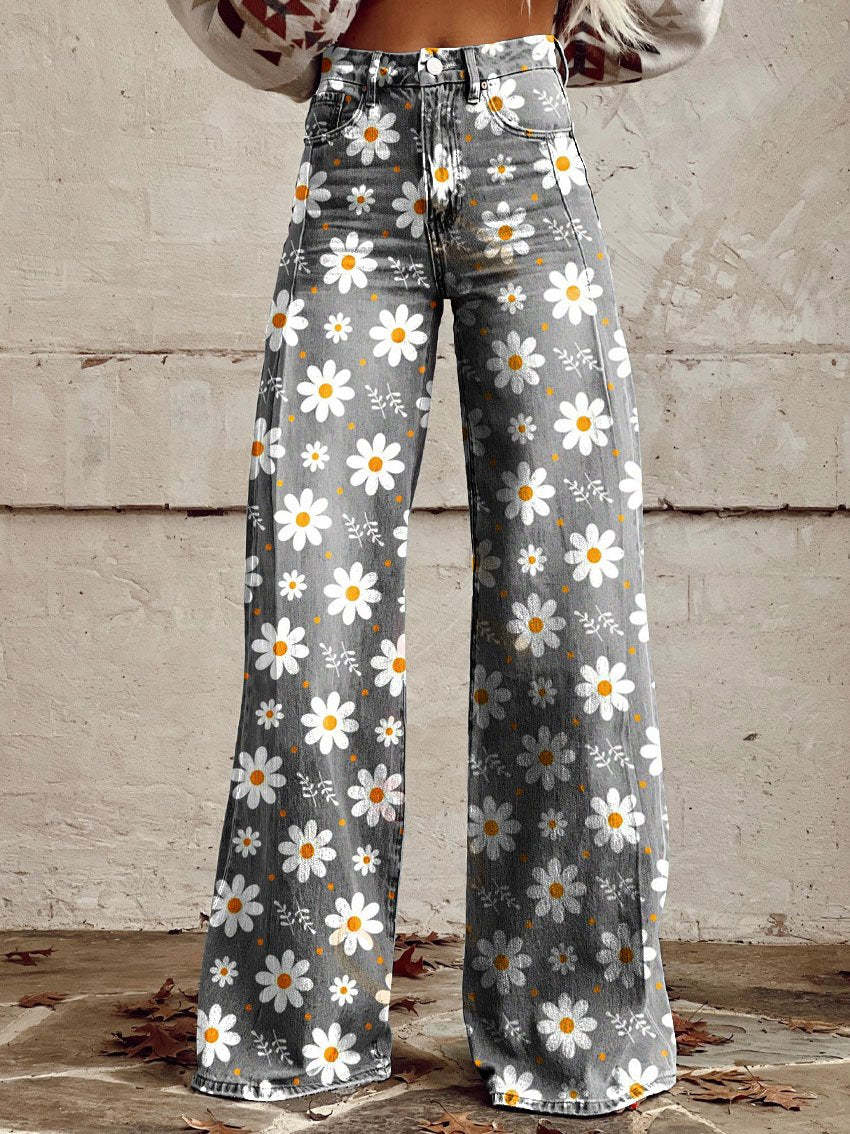 WW | Florale Weite Hose – Stilvoll Und Bequem Für Frauen