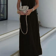 WW | Modern und Raffinierte Maxikleid mit Drapierten Zöpfen In Leinenmischung